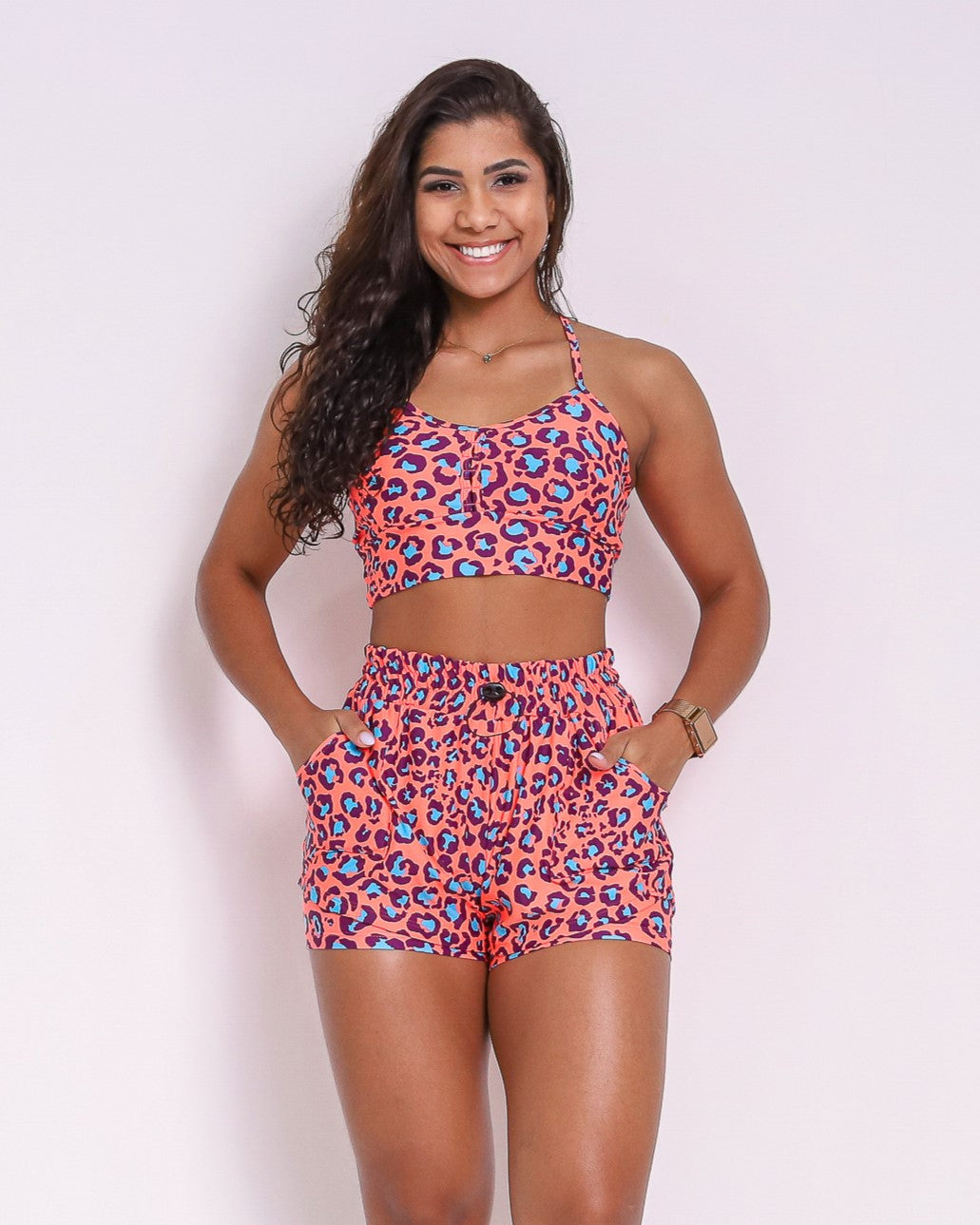 Boxer Shorts + Top Lara (Pink Jaguar)