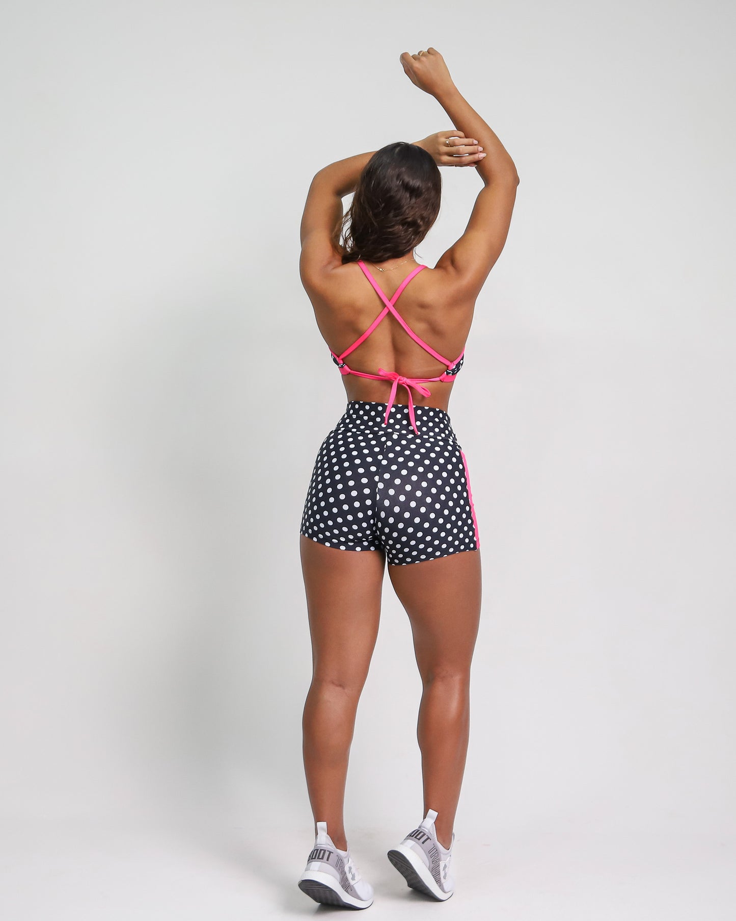 Shorts Polka + Top Ayo (Black/White/Pink)