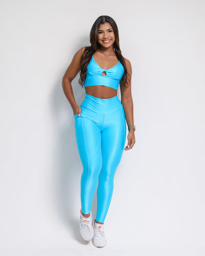 Leggings with Pockets + Top Zuri (Baby Blue)