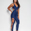 Long Bodysuit Scrunch Cutout (Navy Blue)