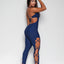 Long Bodysuit Scrunch Cutout (Navy Blue)