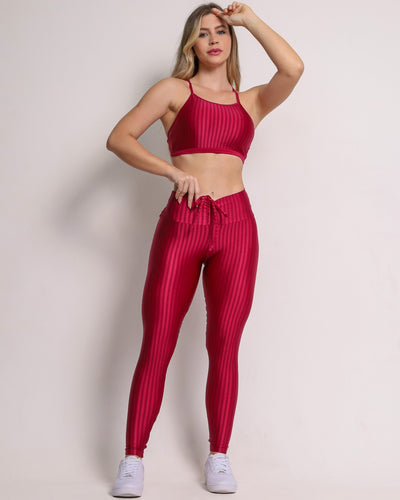 Leggings Scrunch + Top of choice (Cherry Red)