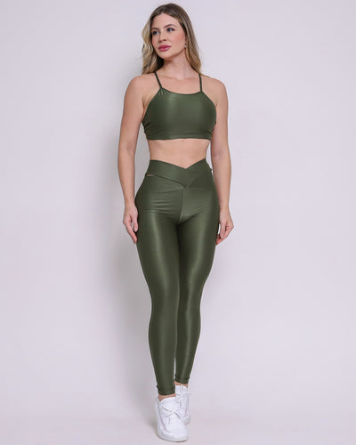 Leggings V-Waist + Top of choice (Seaweed Green)