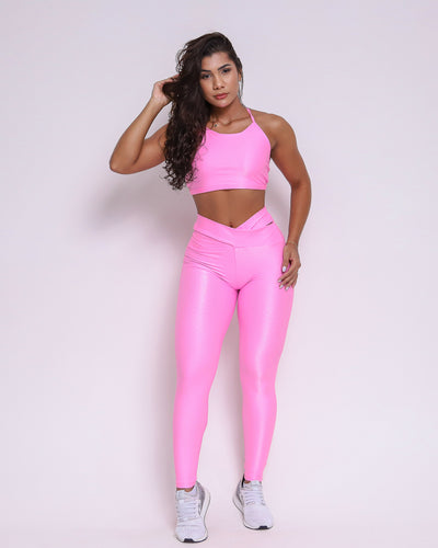 Leggings V-Waist + Top Sade (Candy Pink)