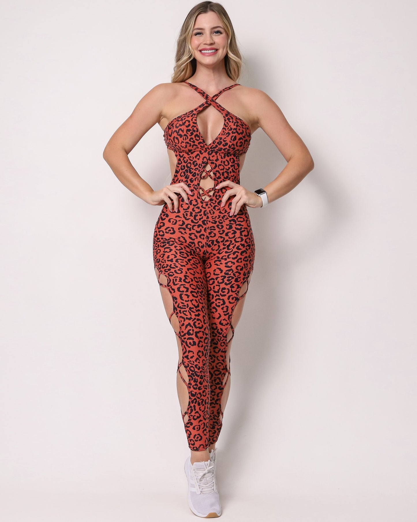 Long Bodysuit Scrunch Cutout (Brick Red)